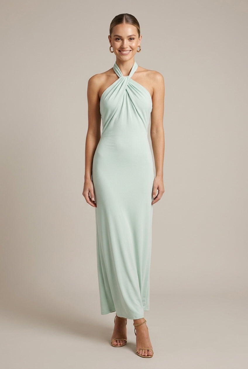 knot halter dress Seven Wonders Rihanna Knot Halter Mini Dress in Blue