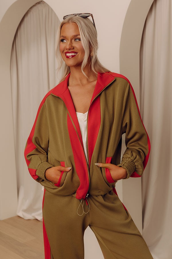 Striped Color Block Knit Zip Up Jacket with Mock Neck Collar