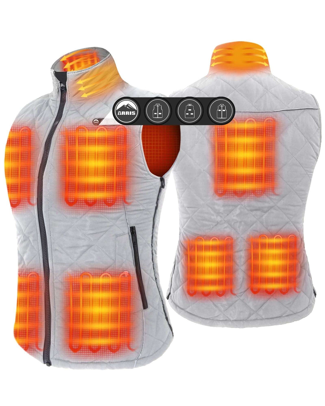 Women Electric Heated Vest with Adjustable Side Zippers and Thermal Warmth
