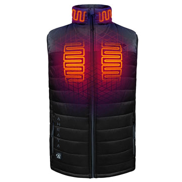 Men Electric Heated Puffer Vest with Rechargeable Battery Pack for Winter Outdoor Warmth