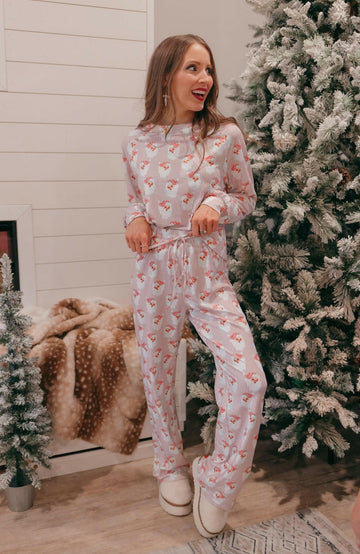 Pink Santa Claus Striped Lounge Set-2 Piece Outfit Sets-Krush Kandy, Women's Online Fashion Boutique Located in Phoenix, Arizona (Scottsdale Area)