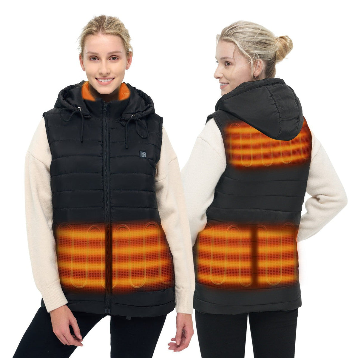 USB Rechargeable Electric Heating Body Warmer with Detachable Hood for Winter