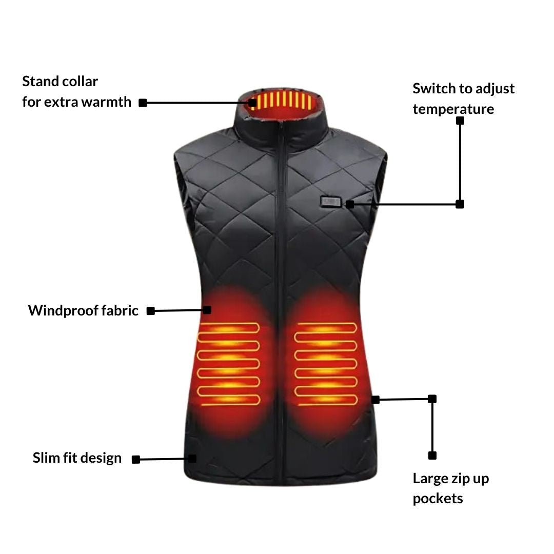 Womens Electric Heated Body Warmer Gilet with USB Charging for Winter