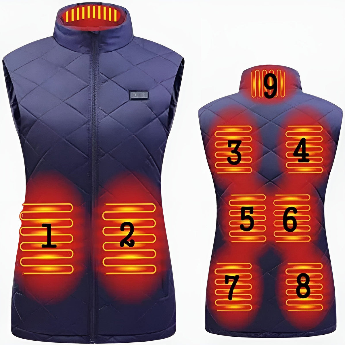 Women Electric Heated Vest with Nine Heating Zones and Dual Control Settings