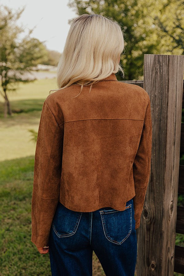Faux Suede Moto Biker Jacket with Asymmetrical Zip and Notch Lapels