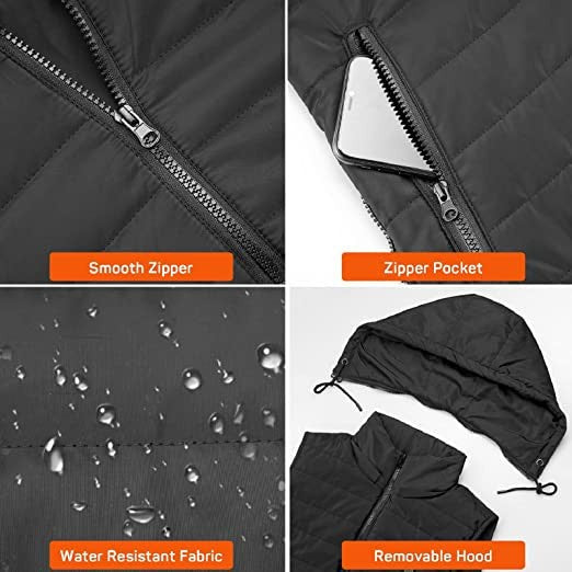 USB Rechargeable Electric Heating Body Warmer with Detachable Hood for Winter