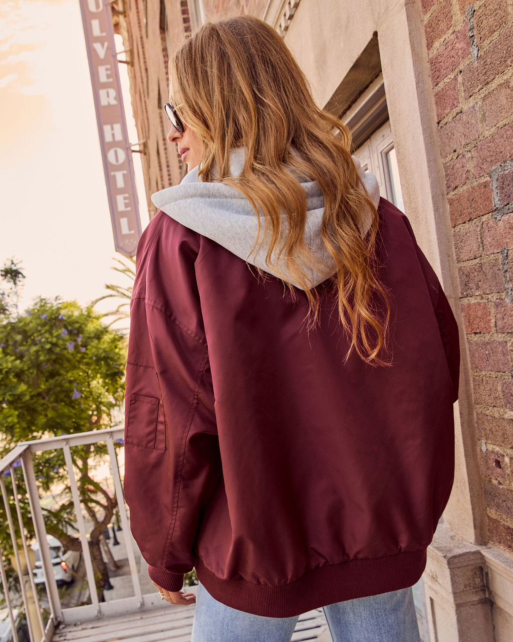 Oversized Bomber Jacket with Fuzzy Interior and Sleeve Vents