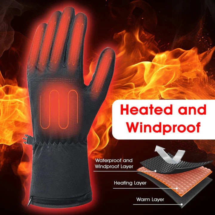 Electric Heated Glove Liners with Rechargeable Battery Packs and Touchscreen Fingertips