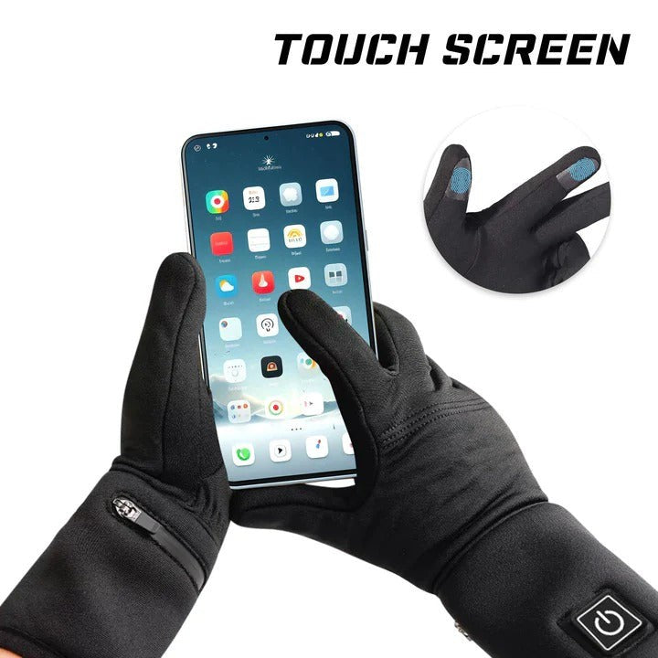 Electric Heated Glove Liners with Rechargeable Battery Packs and Touchscreen Fingertips