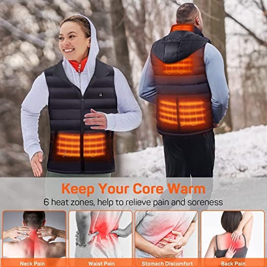 USB Rechargeable Electric Heating Body Warmer with Detachable Hood for Winter