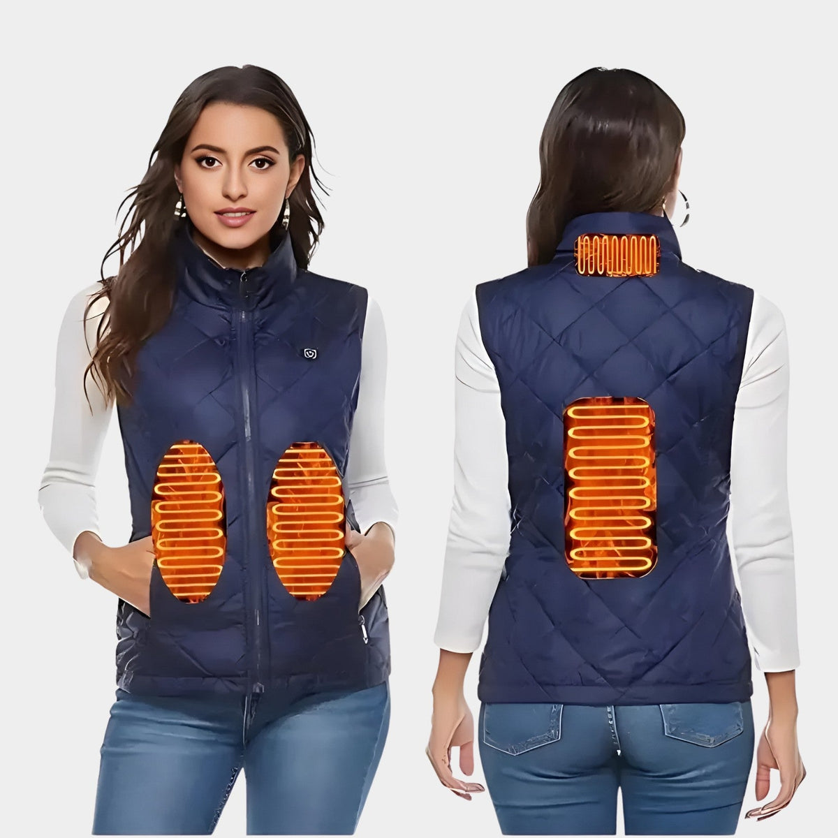 Women Electric Heated Vest with Nine Heating Zones and Dual Control Settings
