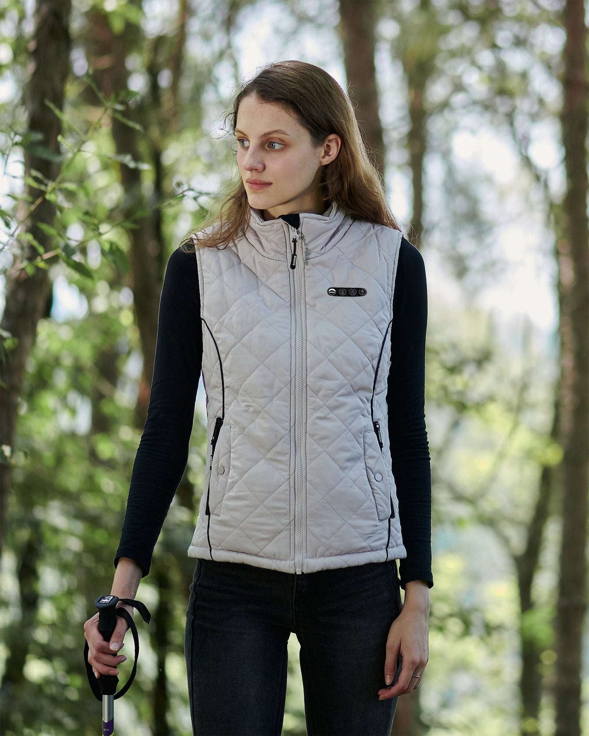 Women Electric Heated Vest with Adjustable Side Zippers and Thermal Warmth