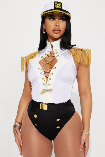 Three Piece Nautical Costume Set with Stretch Knit and Trim Detailing
