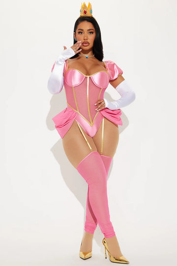 Pink Character Costume Set with Bodysuit, Leggings and Gloves, Six Pieces
