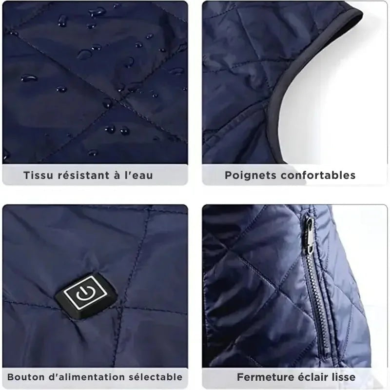 Women Electric Heated Vest with Nine Heating Zones and Dual Control Settings