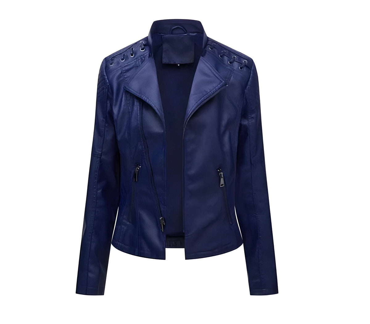 Classic Lambskin Leather Jacket for Women with Full Zip Closure and Pockets