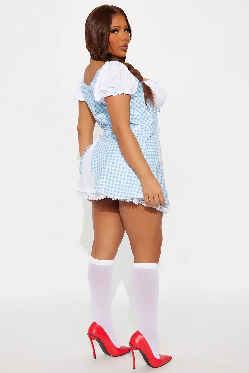 Two Piece Costume Set with Blue White Pattern and Reinforced Seams, XS-4XL