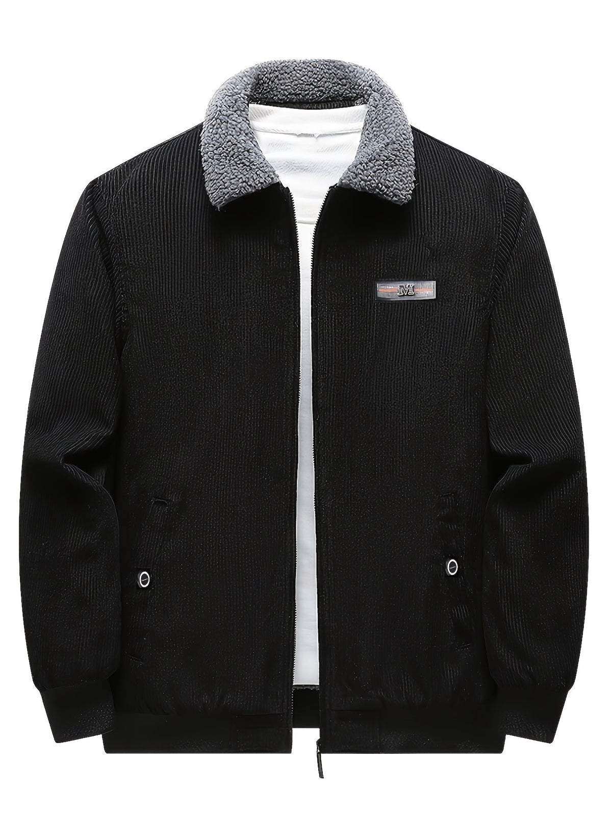 Insulated Winter Jacket with Stand Collar and Plush Lining, Relaxed Fit