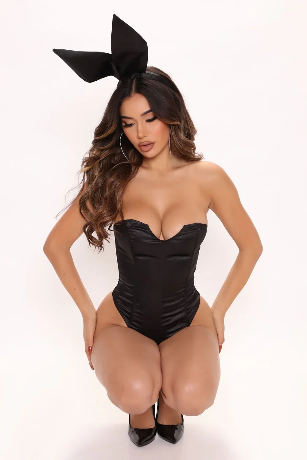 Women's Bunny Ear Headband with Matching Bodysuit and Adjustable Straps