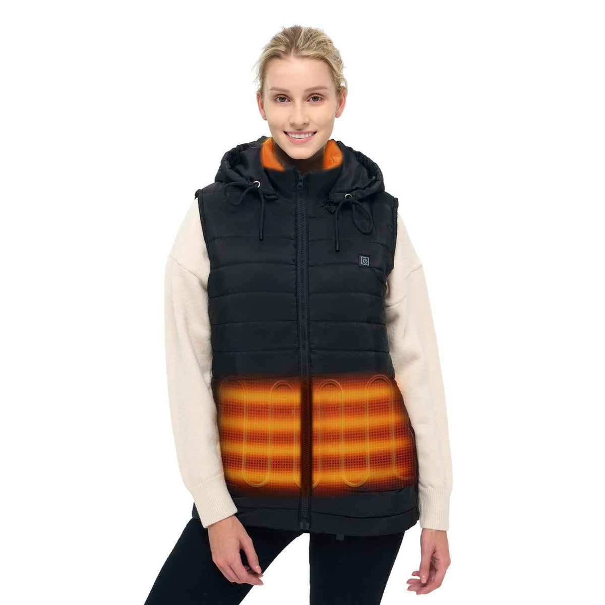 USB Rechargeable Electric Heating Body Warmer with Detachable Hood for Winter