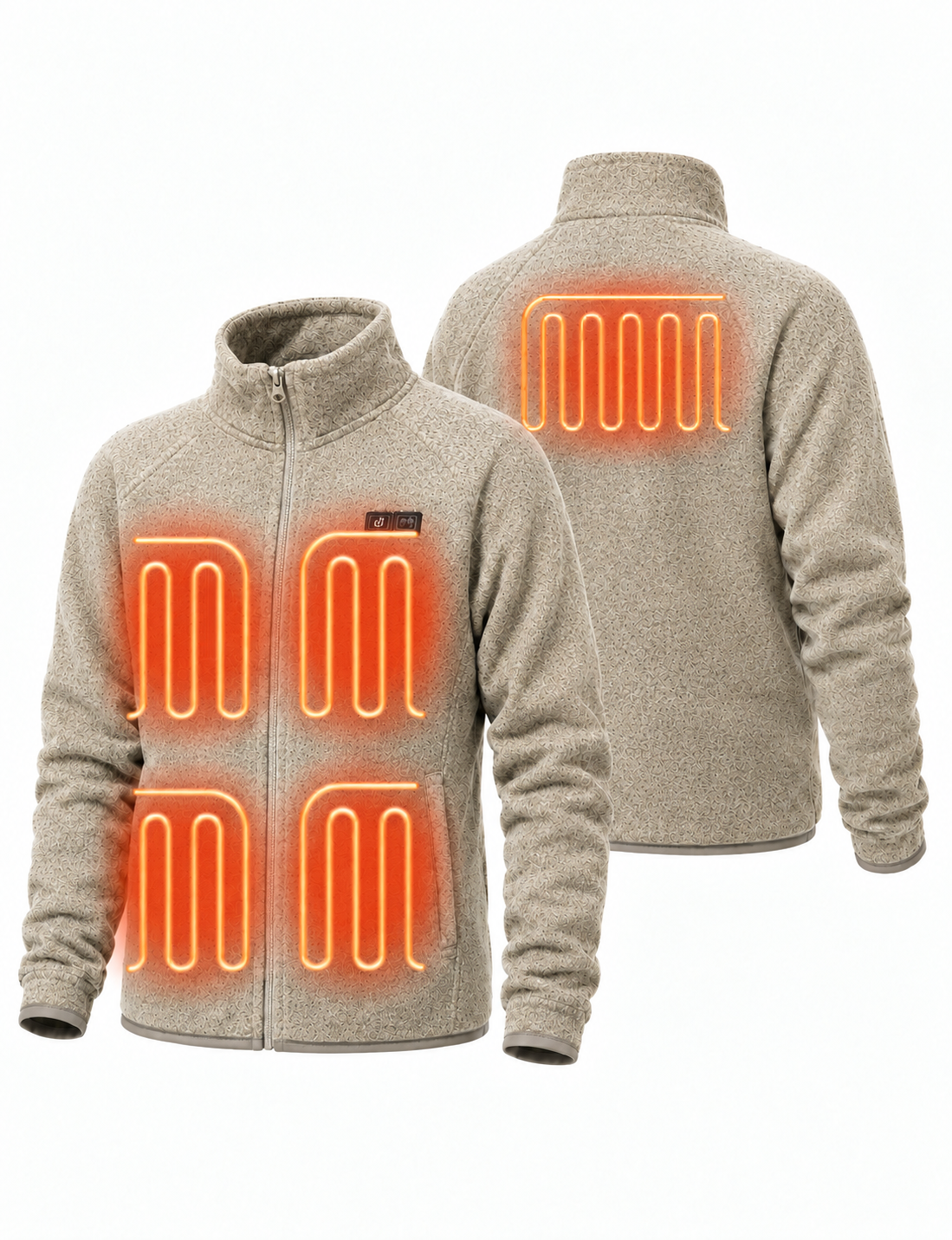 Mens Heated Fleece Jacket with Five Carbon Fiber Zones and Three Heat Levels for Outdoors