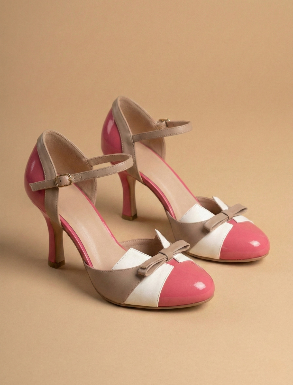 Women’s Heeled Sandals with Ankle Strap and Bow Detail