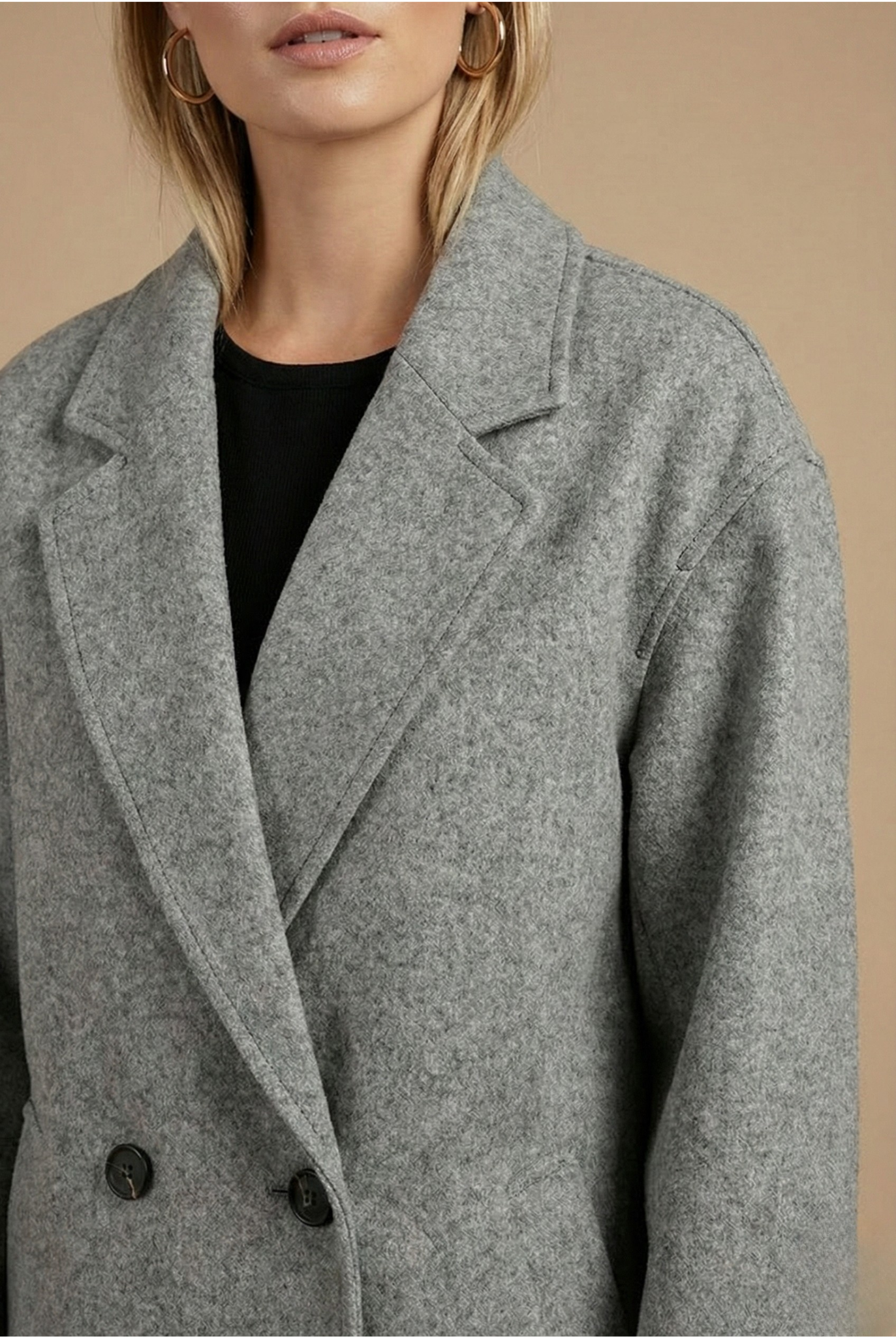 Women’s Oversized Button-Down Long Coat – Relaxed Tailored Silhouette