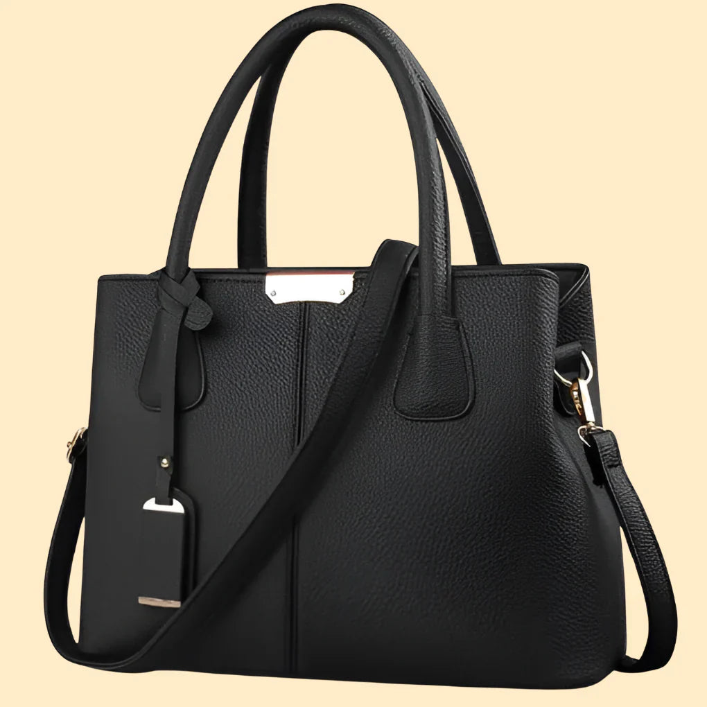 Bolso Tote Estructurado para Mujer - Bolso de Mano con Asa Superior y Correa Cruzada Desmontable con Herrajes en Tono Dorado