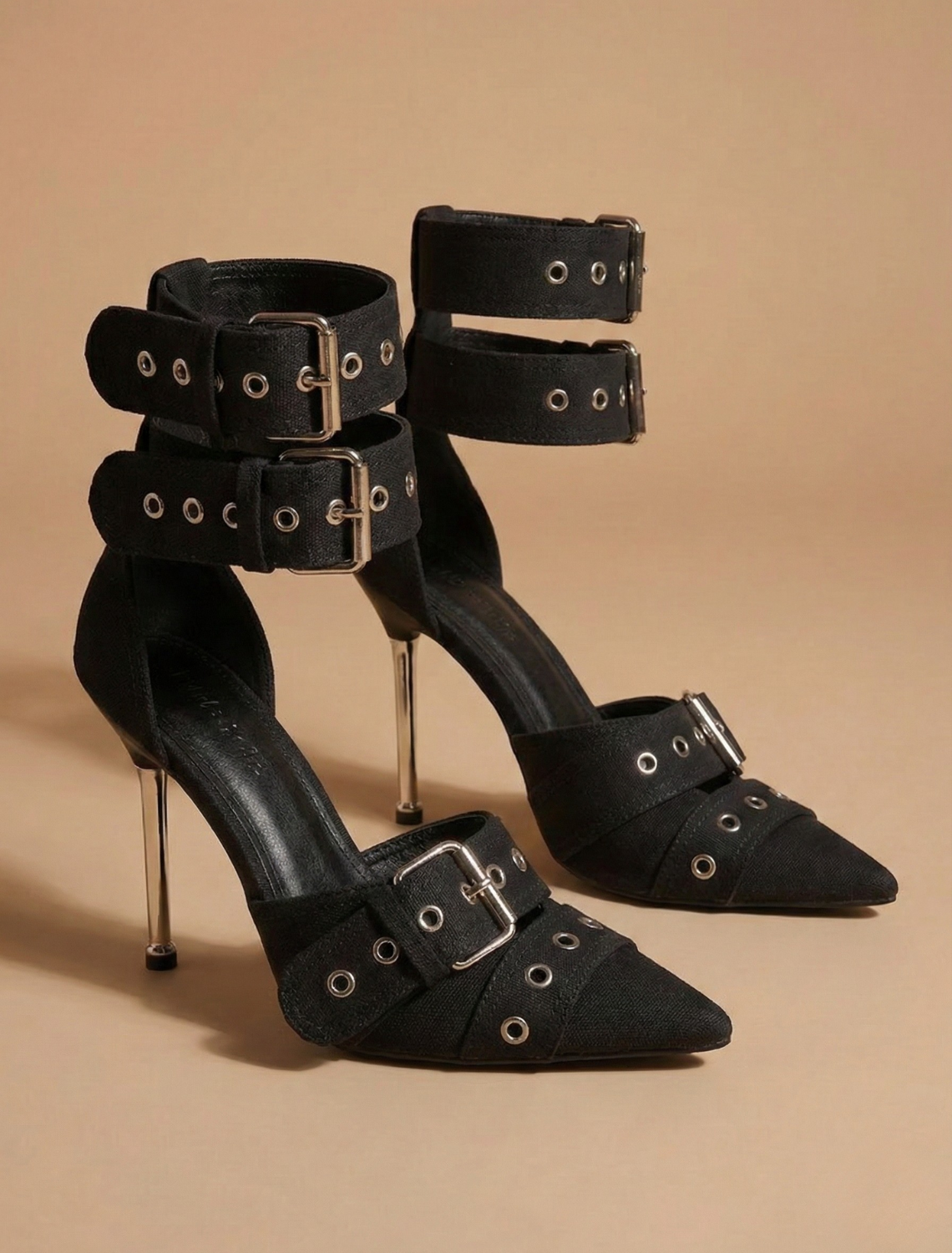 Women’s Pointed Toe Buckle Strap Heels with Stiletto Heel