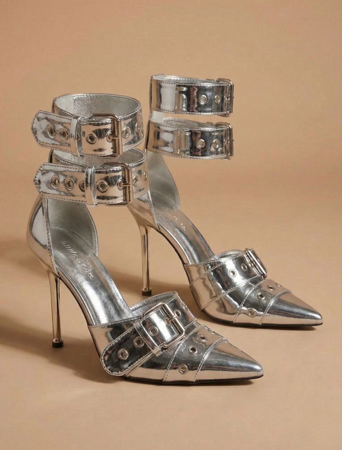 Women’s Pointed Toe Buckle Strap Heels with Stiletto Heel