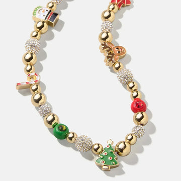 Festive Beaded Charm Necklace with Pullover Closure for Holiday Sweaters