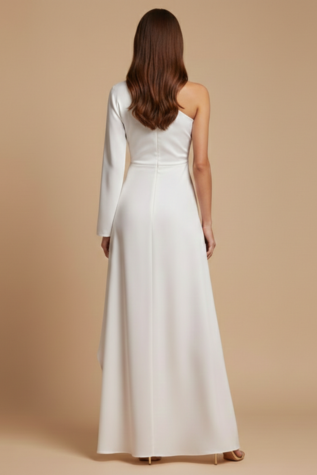 Women's One Shoulder Abstract Print Single Sleeve Maxi Dress