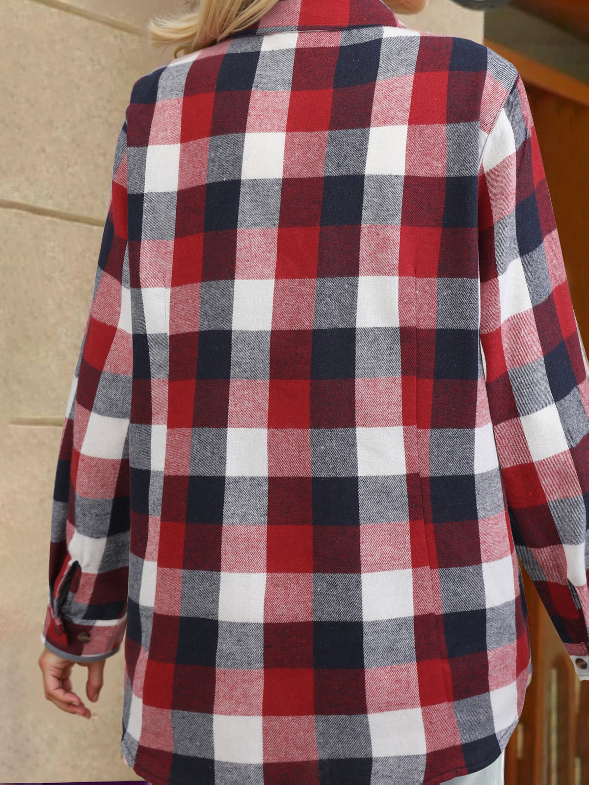 Button Up Buffalo Check Shirt with Chest Pockets and Relaxed Fit