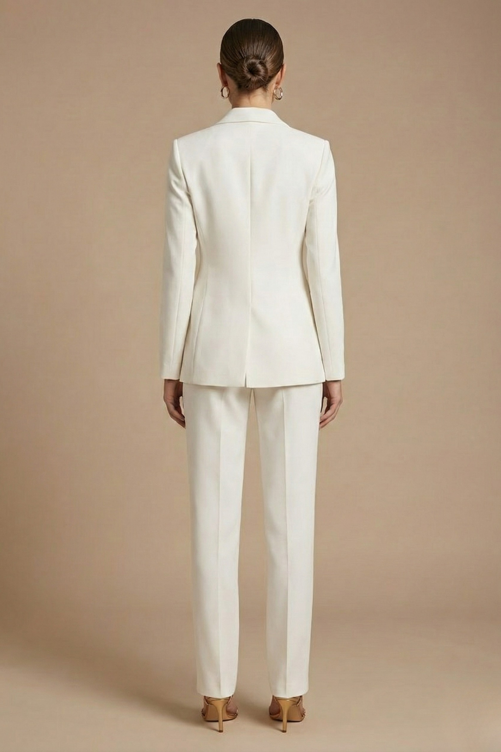 Women’s Tailored Two Piece Suit Set with Long Blazer and Straight Leg Trousers - Elegant Formal Style