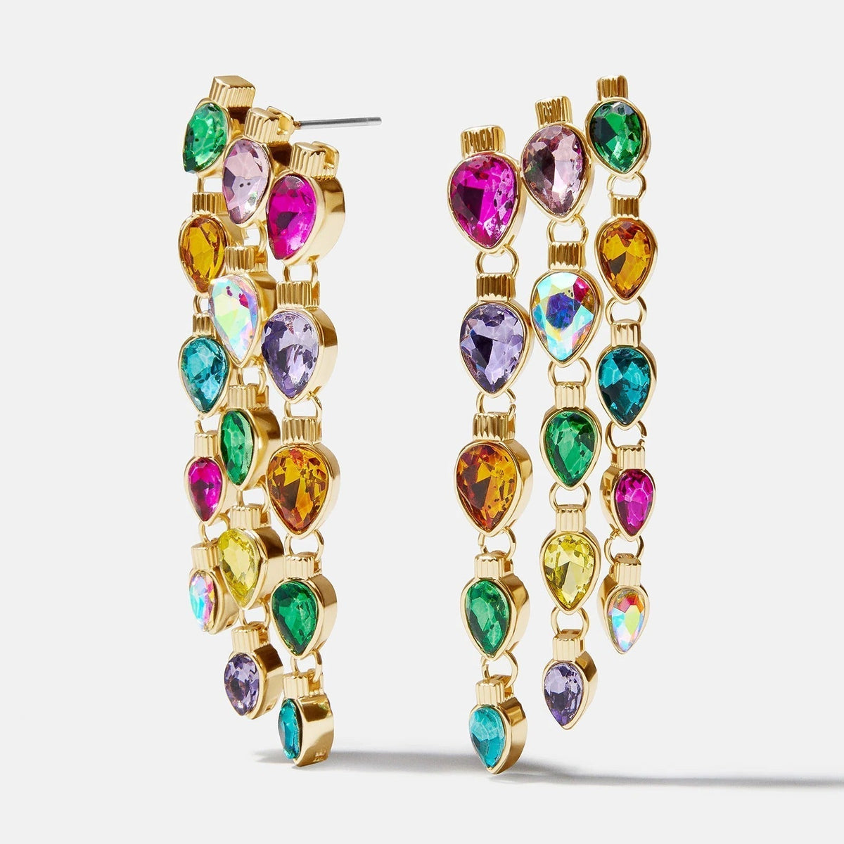 Multicolored Crystal Chandelier Drop Earrings with Hook Closure
