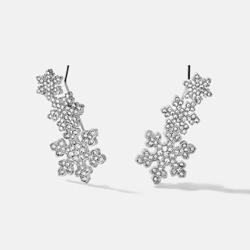 Crystal Snowflake Crawler Earrings for Winter Holidays