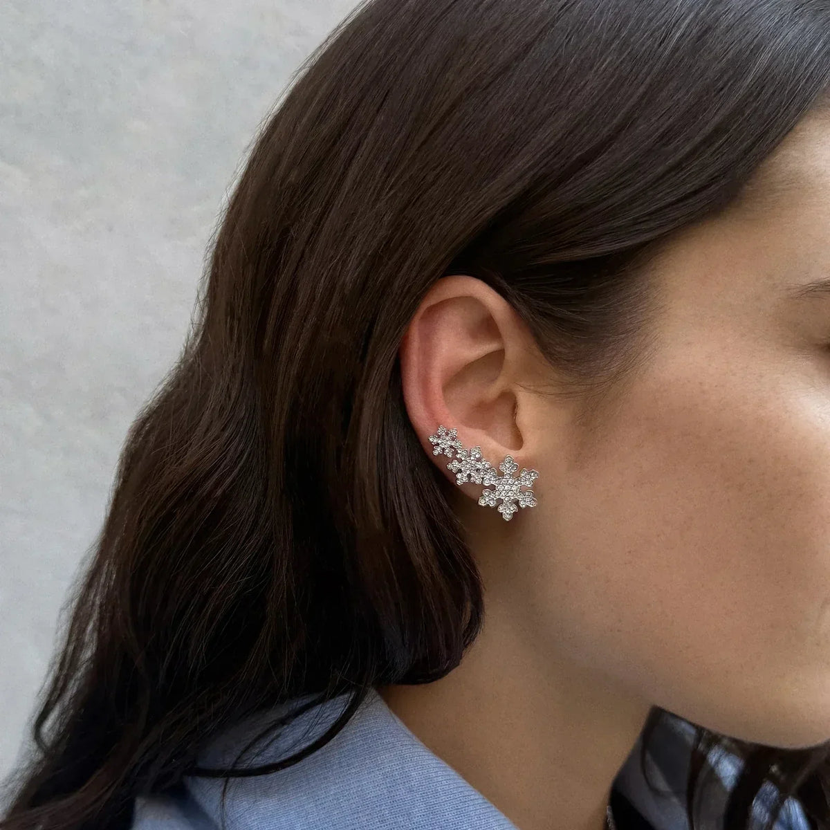 Crystal Snowflake Crawler Earrings for Winter Holidays