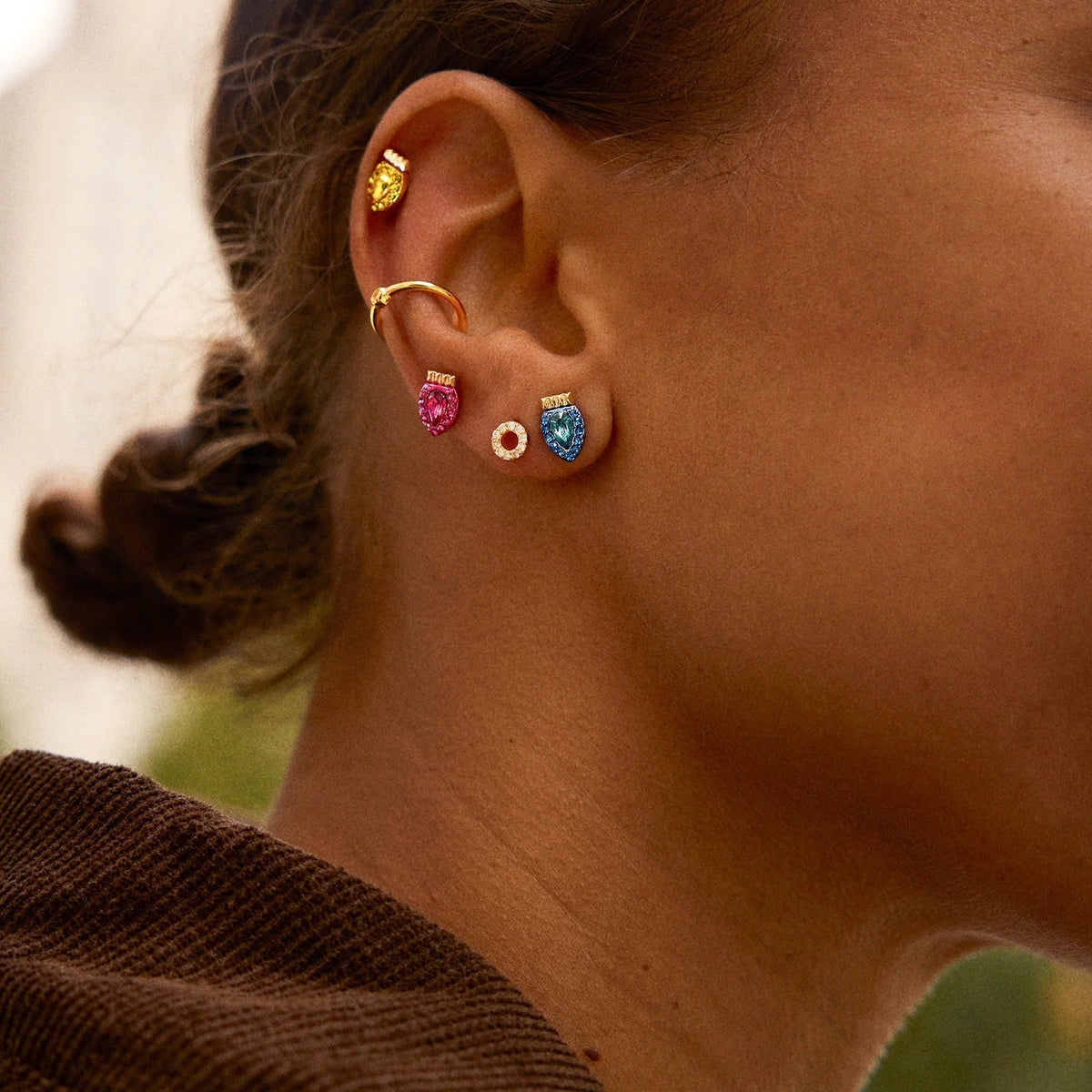 Crystal Stud Earrings with Butterfly Backs and Light-Catching Crystals, 3-Pair Set