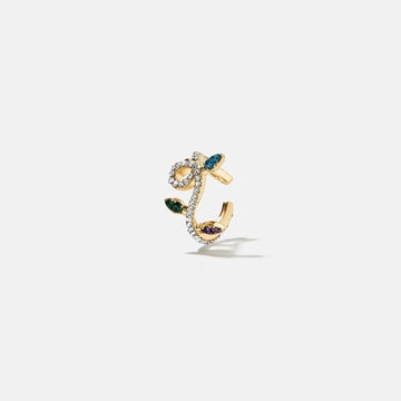 Cartilage Ear Cuff with Holiday Light Glass Stones and Adjustable Clip