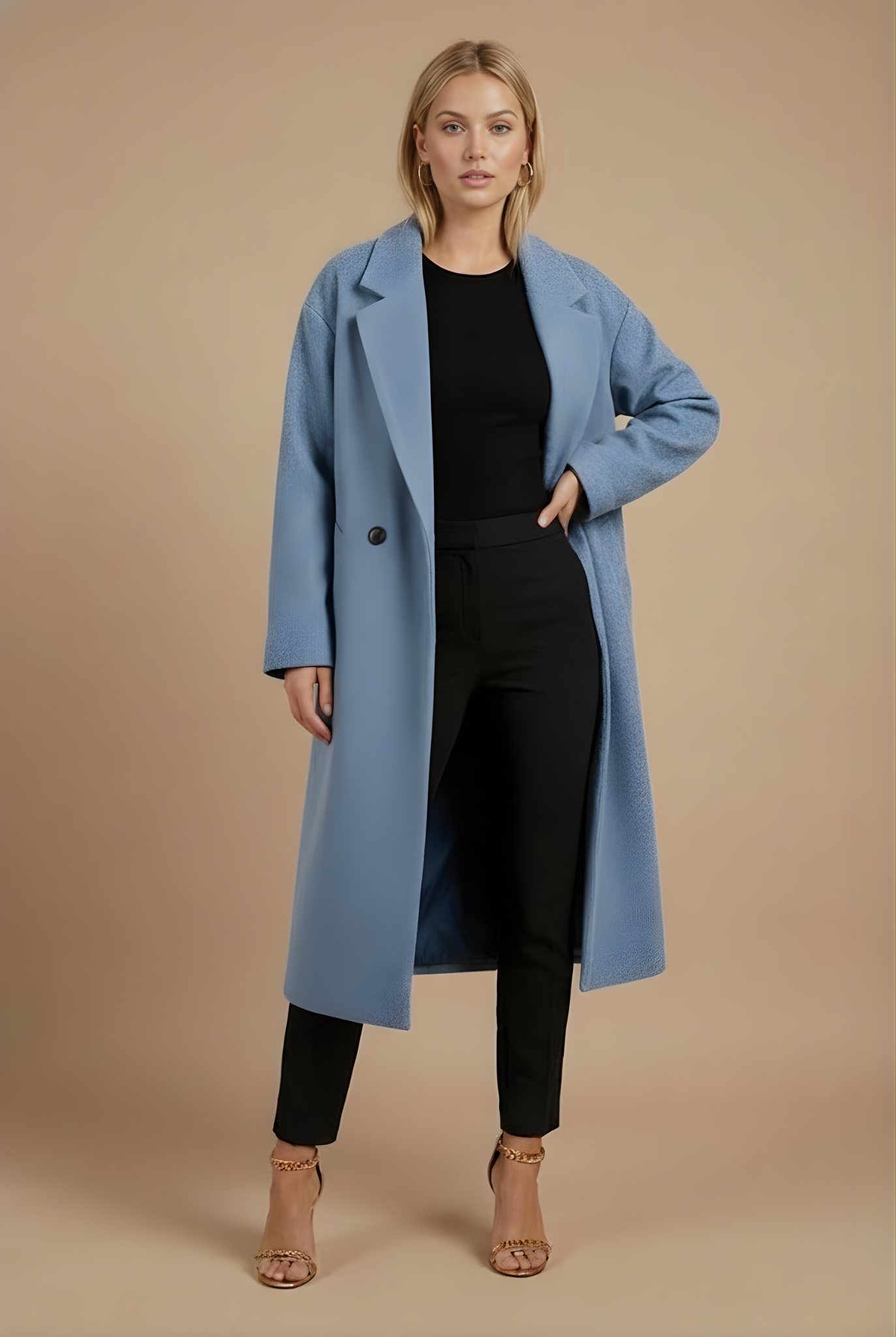 Women’s Oversized Button-Down Long Coat – Relaxed Tailored Silhouette