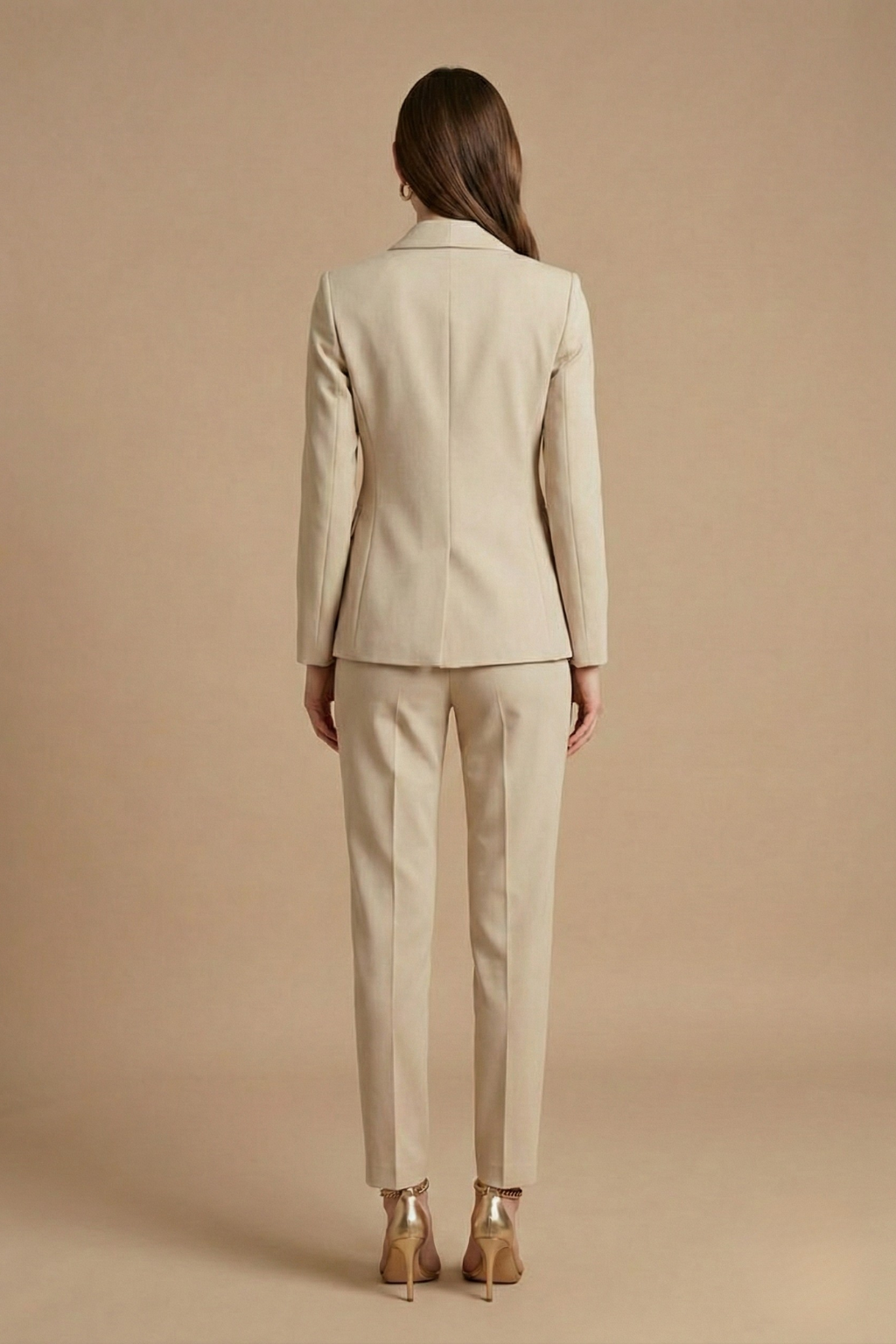 Women’s Tailored Two Piece Suit Set with Fitted Blazer and Slim Straight Trousers - Elegant Formal Style