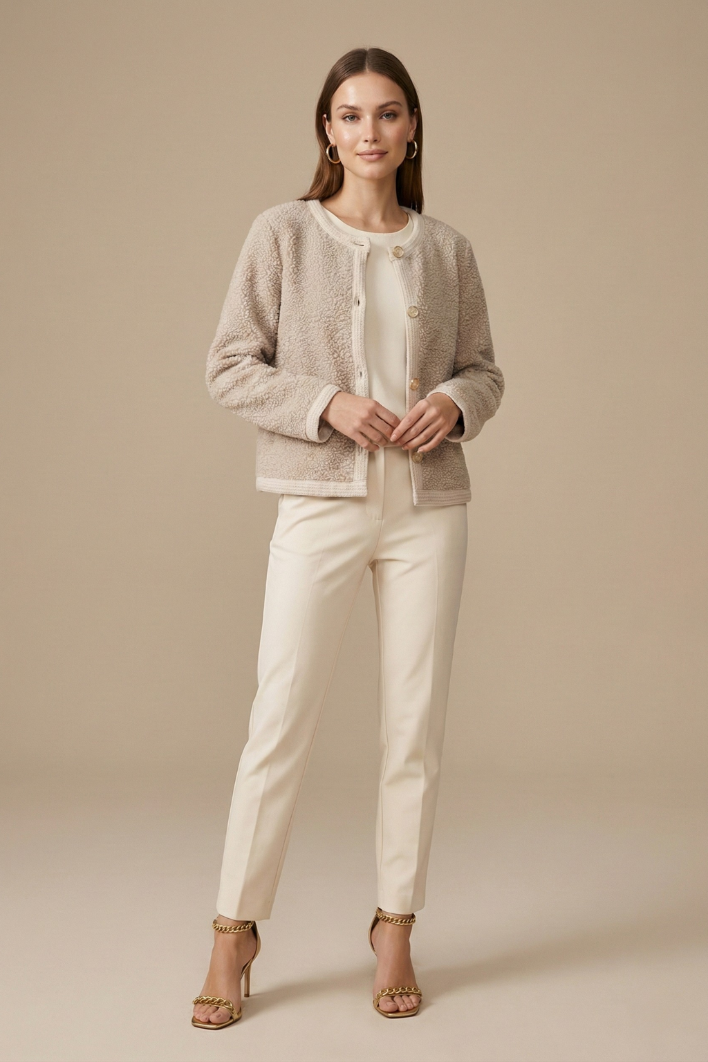 Women’s Textured Cardigan with Button Front and Long Sleeves