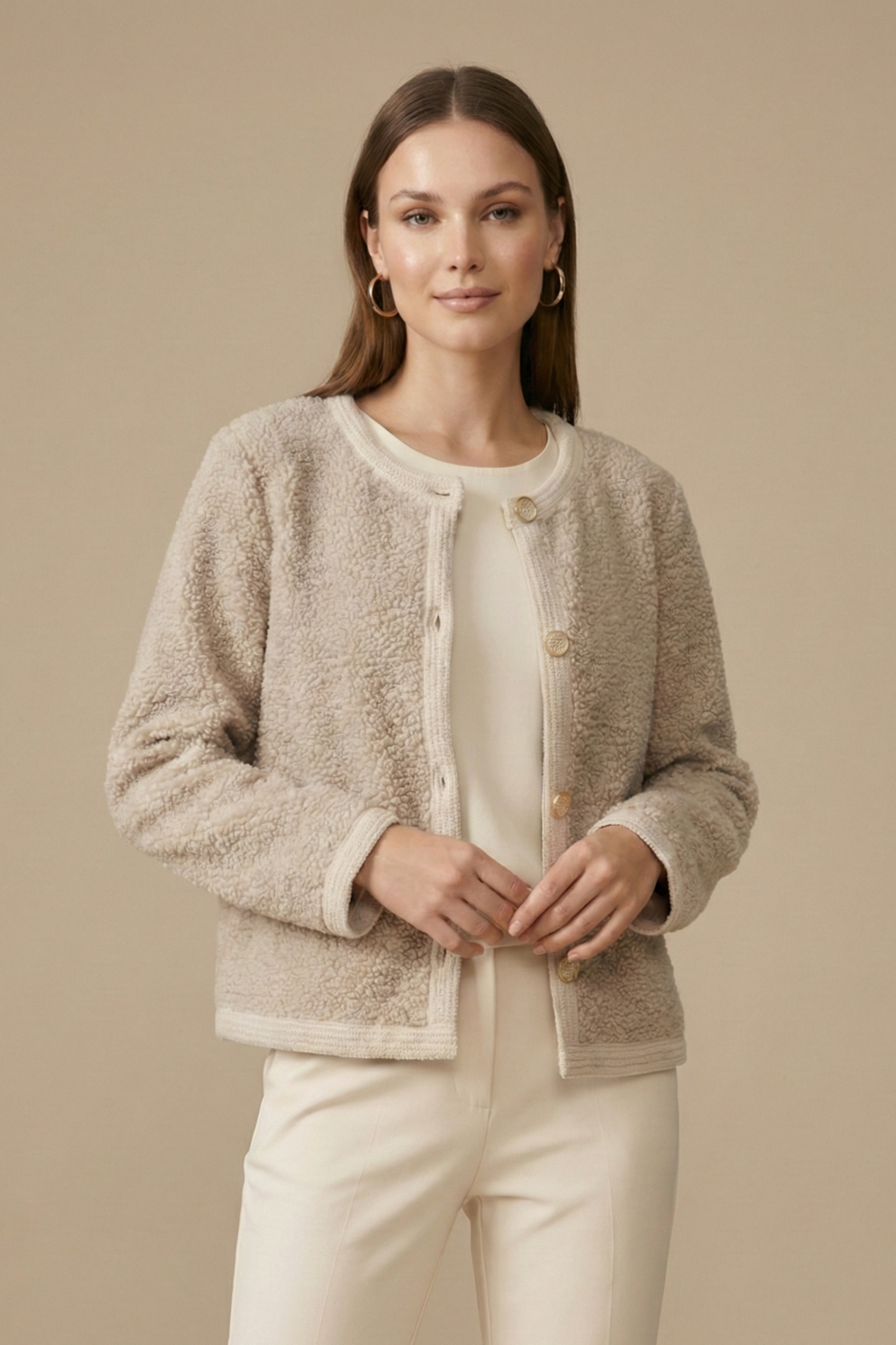 Women’s Textured Cardigan with Button Front and Long Sleeves