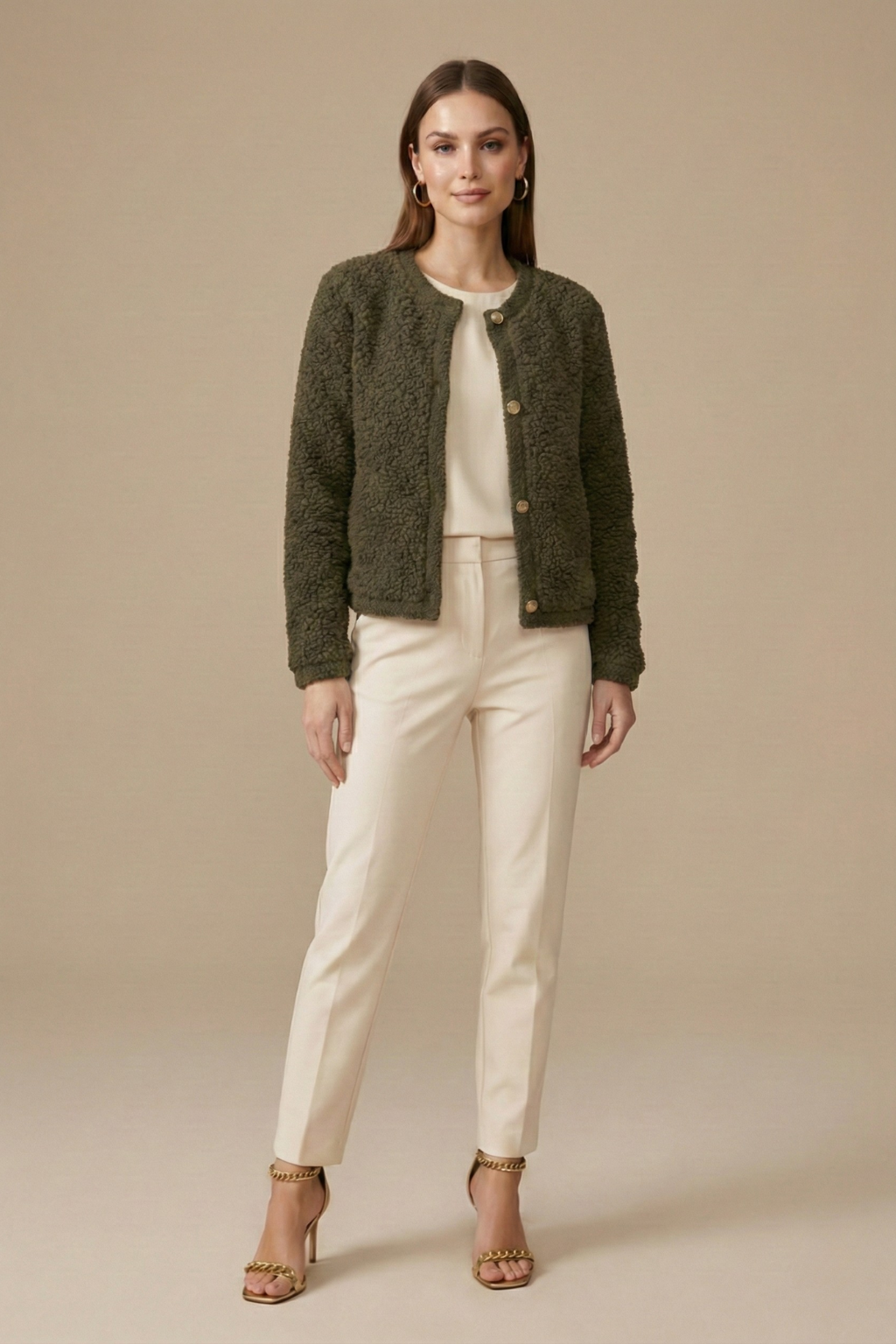 Women’s Textured Cardigan with Button Front and Long Sleeves