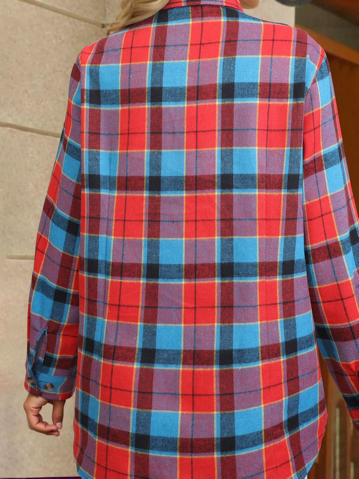 Button Up Buffalo Check Shirt with Chest Pockets and Relaxed Fit