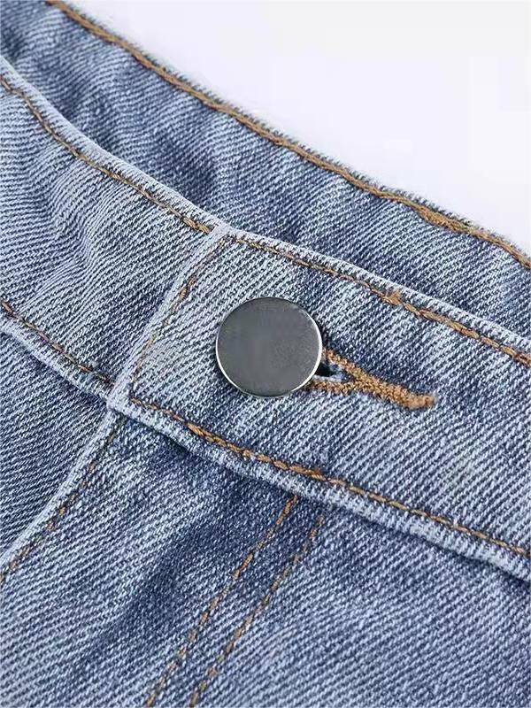 Flare Jeans High Waist - Back Star Patch - Retro Inspired Casual Denim Pants