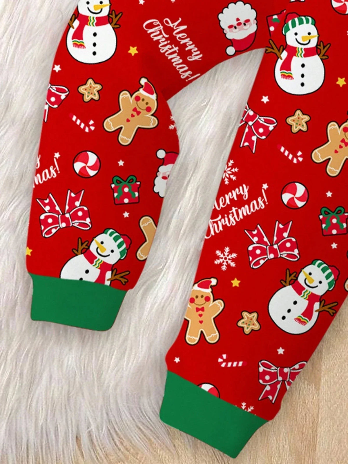 Kids Thermal Lined Pajama Set with Christmas Graphics and Contrast Piping