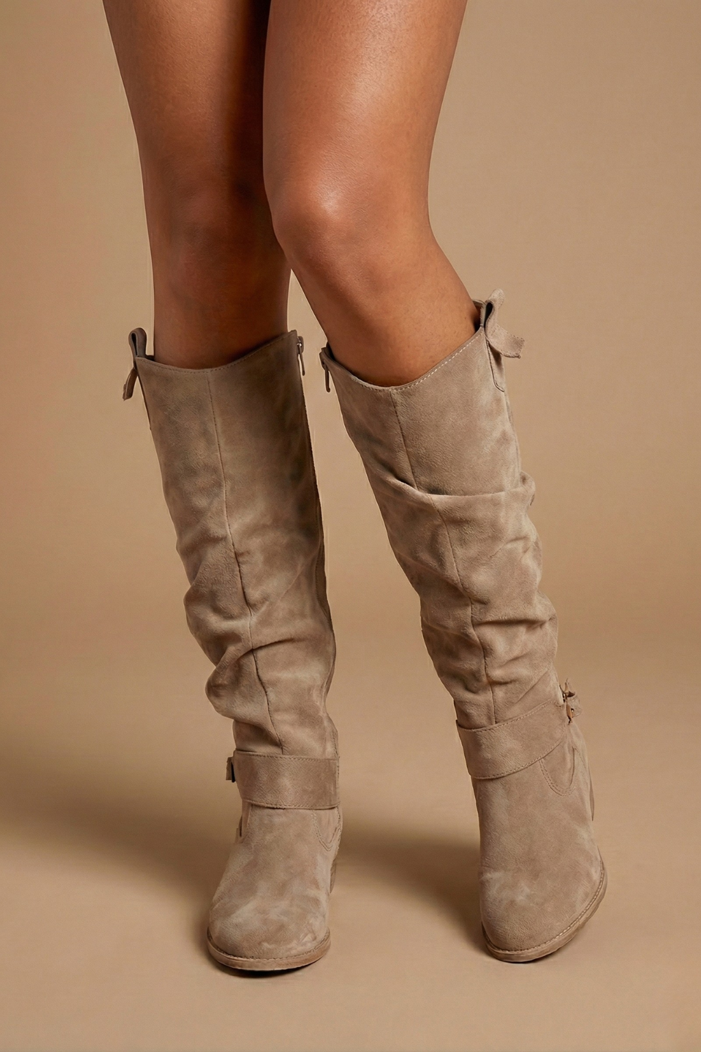 Women’s Knee High Boots with Soft Slouch Shaft and Low Heel Elegant Everyday Style