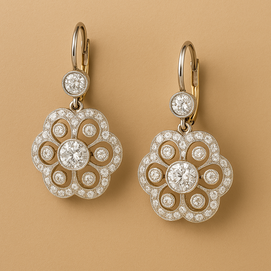 Women's Crystal Mandala Drop Earrings - Leverback Closure