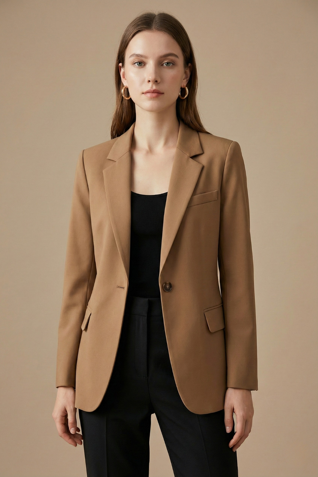 Women’s Tailored Single-Button Blazer with Notched Lapels